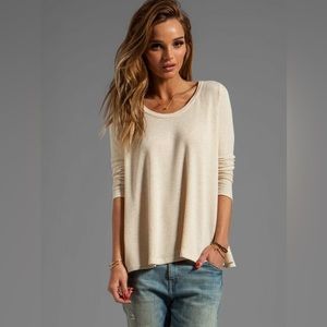 Free People Rockabilly Raglan Thermal Top Blouse Long Sleeve Cream